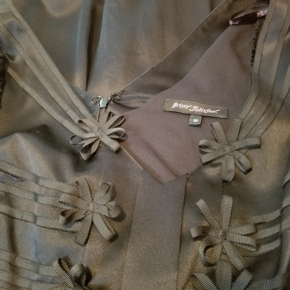 EUC Betsey Johnson Black Silk Babydoll Minidress - Picture 4 of 6